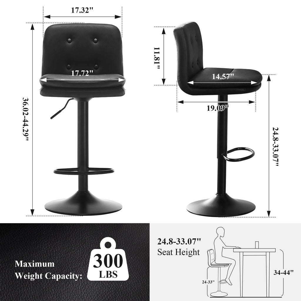 JONPONY Kitchen Bar Stools set of 2/4/6, Modern Adjustable Armless Swivel Counter Stools for Home and Kitchen Counter