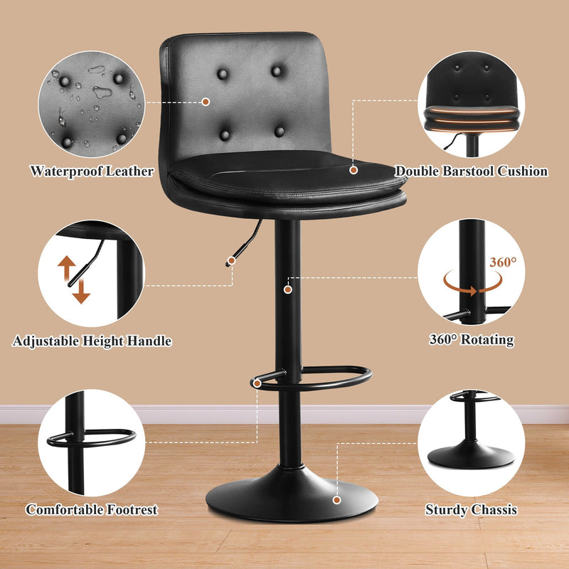 JONPONY Kitchen Bar Stools set of 2/4/6, Modern Adjustable Armless Swivel Counter Stools for Home and Kitchen Counter