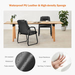 JONPONY Leather Guest Chair with Lumbar Support and Padded Arms, No Wheels, Black, PU Leather Office Chair for Reception and Waiting Room, Comfy, Sturdy Base