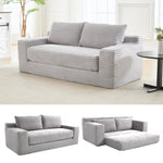 JONPONY Loveseat Sofa Bed with Memory Foam & Steel Frame - No Assembly,Corduroy Fabric - Compact Couch for Small Spaces, Apartments, Home Office & Bedroom