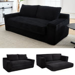 JONPONY Loveseat Sofa Bed with Memory Foam & Steel Frame - No Assembly,Corduroy Fabric - Compact Couch for Small Spaces, Apartments, Home Office & Bedroom