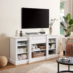 JONPONY Media Console Table with Large Storage Cabinet, Modern TV Media Entertaionment Stand, White