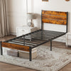 JONPONY Metal Bed Frame with Headboard & Footboard, 800LBS Mattress Foundation, Sturdy Noise-Free Slats, No Box Spring Needed, Easy Assembly, Rust Brown