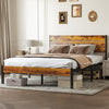 JONPONY Metal Bed Frame with Headboard & Footboard, 800LBS Mattress Foundation, Sturdy Noise-Free Slats, No Box Spring Needed, Easy Assembly, Rust Brown