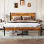 JONPONY Metal Bed Frame with Headboard & Footboard, 800LBS Mattress Foundation, Sturdy Noise-Free Slats, No Box Spring Needed, Easy Assembly, Rust Brown