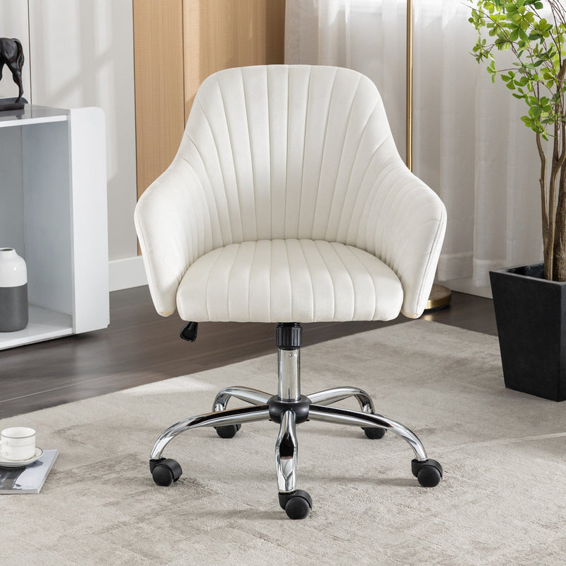 JONPONY Mid Back Armless Desk Chair, Fabric Upholstered Home Office Chair for Bedroom, Vanity Room