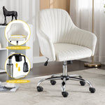 JONPONY Mid Back Armless Desk Chair, Fabric Upholstered Home Office Chair for Bedroom, Vanity Room