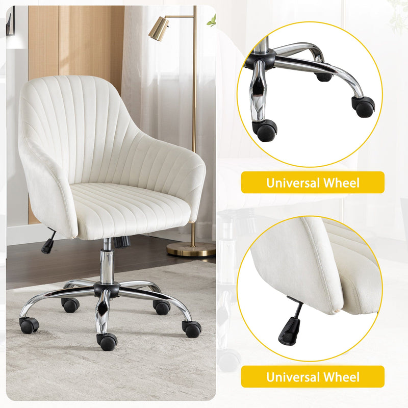 JONPONY Mid Back Armless Desk Chair, Fabric Upholstered Home Office Chair for Bedroom, Vanity Room