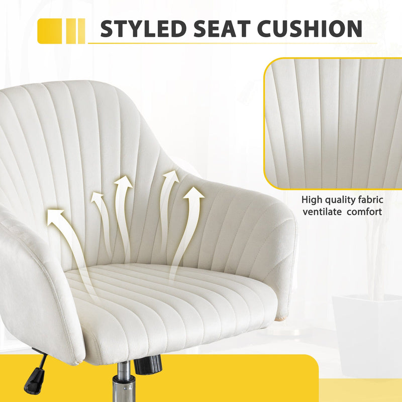 JONPONY Mid Back Armless Desk Chair, Fabric Upholstered Home Office Chair for Bedroom, Vanity Room