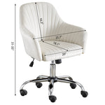 JONPONY Mid Back Armless Desk Chair, Fabric Upholstered Home Office Chair for Bedroom, Vanity Room