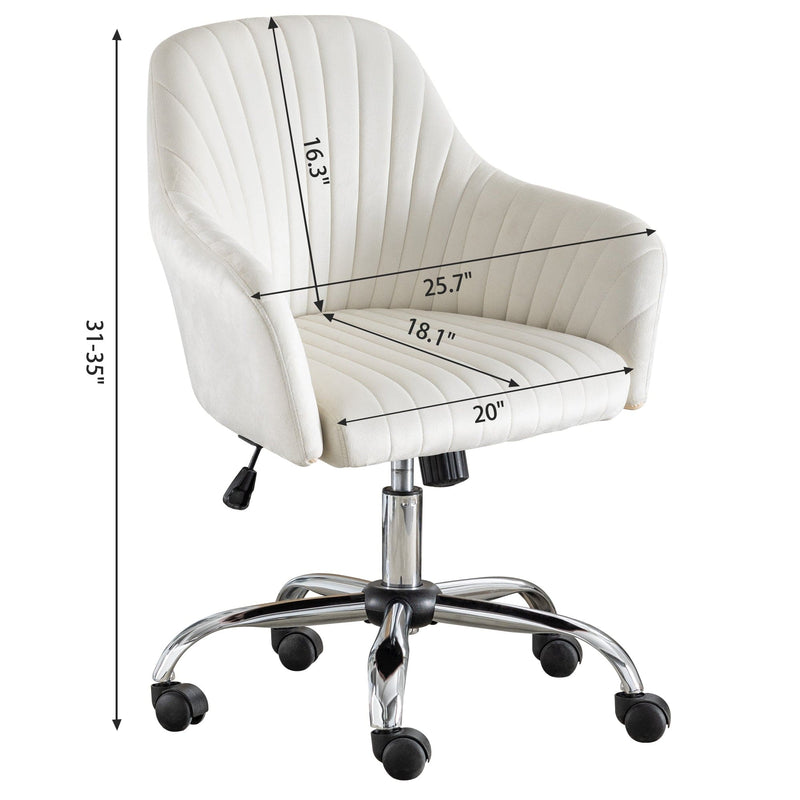 JONPONY Mid Back Armless Desk Chair, Fabric Upholstered Home Office Chair for Bedroom, Vanity Room