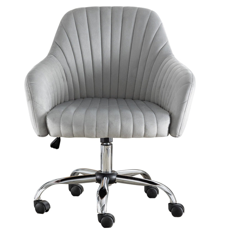 JONPONY Mid Back Armless Desk Chair, Fabric Upholstered Home Office Chair for Bedroom, Vanity Room