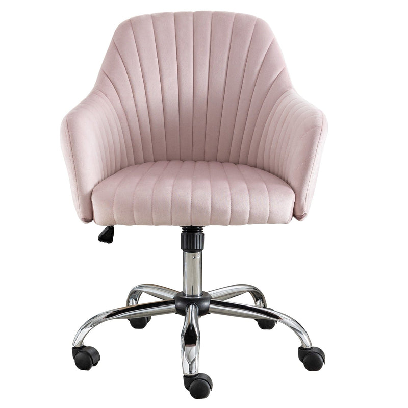 JONPONY Mid Back Armless Desk Chair, Fabric Upholstered Home Office Chair for Bedroom, Vanity Room