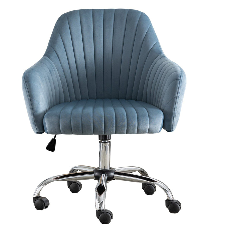 JONPONY Mid Back Armless Desk Chair, Fabric Upholstered Home Office Chair for Bedroom, Vanity Room