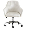 JONPONY Mid Back Armless Desk Chair, Fabric Upholstered Home Office Chair for Bedroom, Vanity Room