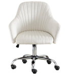 JONPONY Mid Back Armless Desk Chair, Fabric Upholstered Home Office Chair for Bedroom, Vanity Room