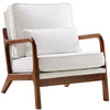 JONPONY Mid Century Modern Accent Chair, Single Fabric Lounge Reading Armchair with Solid Wood Frame, Easy Assembly Arm Chairs for Living Room, White(XL-1189)