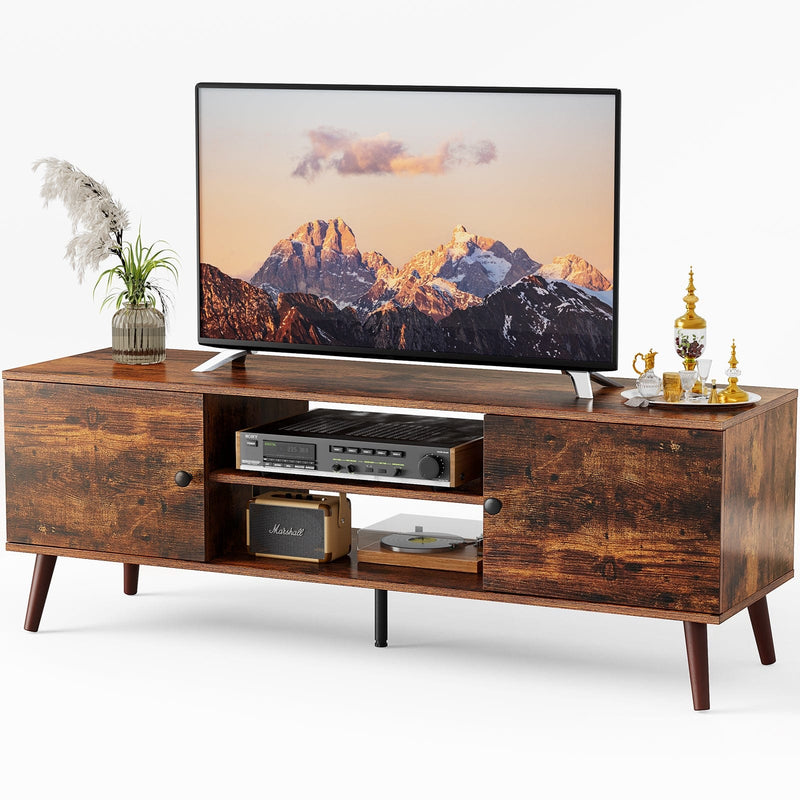 JONPONY Modern TV Stand for 55 60 Inch TV, Mid Century Entertainment Center with Storage Cabinets, Media Console for Living Room, Bedroom, Office