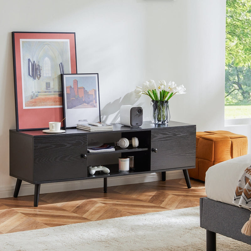 JONPONY Modern TV Stand for 55 60 Inch TV, Mid Century Entertainment Center with Storage Cabinets, Media Console for Living Room, Bedroom, Office