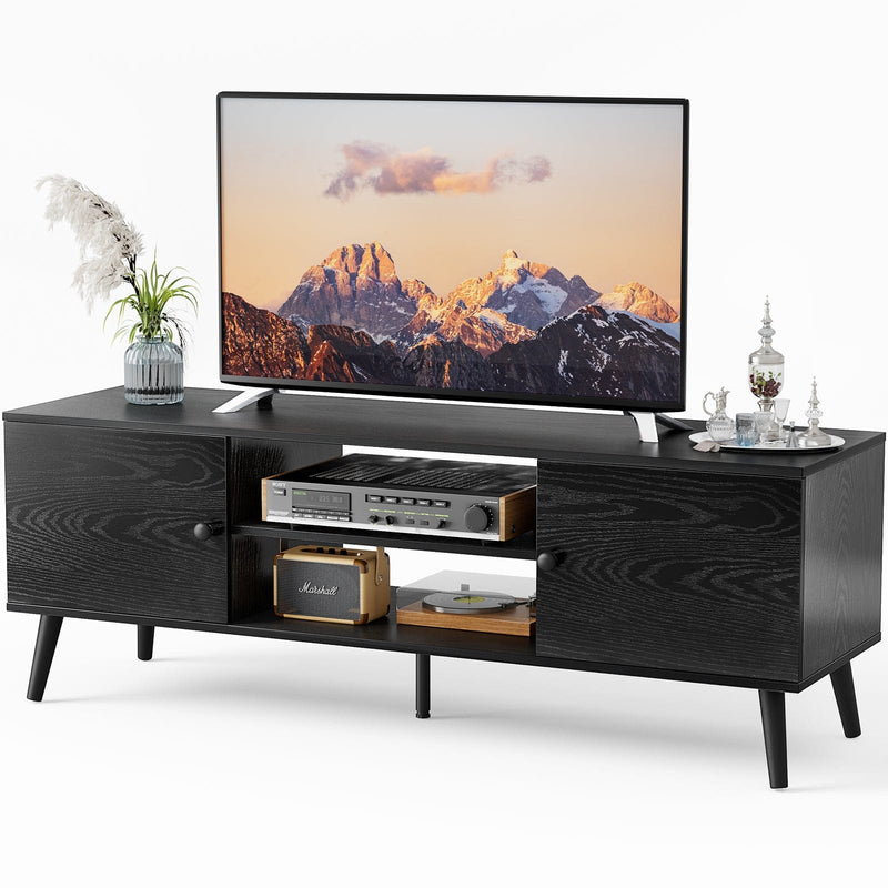 JONPONY Modern TV Stand for 55 60 Inch TV, Mid Century Entertainment Center with Storage Cabinets, Media Console for Living Room, Bedroom, Office