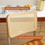 JONPONY Natural Rattan Dining Chairs Set of 2, Modern Dining Room Chairs with Solid Wood Back for Kitchen Living Room, Mid Century Breuer Design Inspired