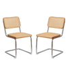 JONPONY Natural Rattan Dining Chairs Set of 2, Modern Dining Room Chairs with Solid Wood Back for Kitchen Living Room, Mid Century Breuer Design Inspired