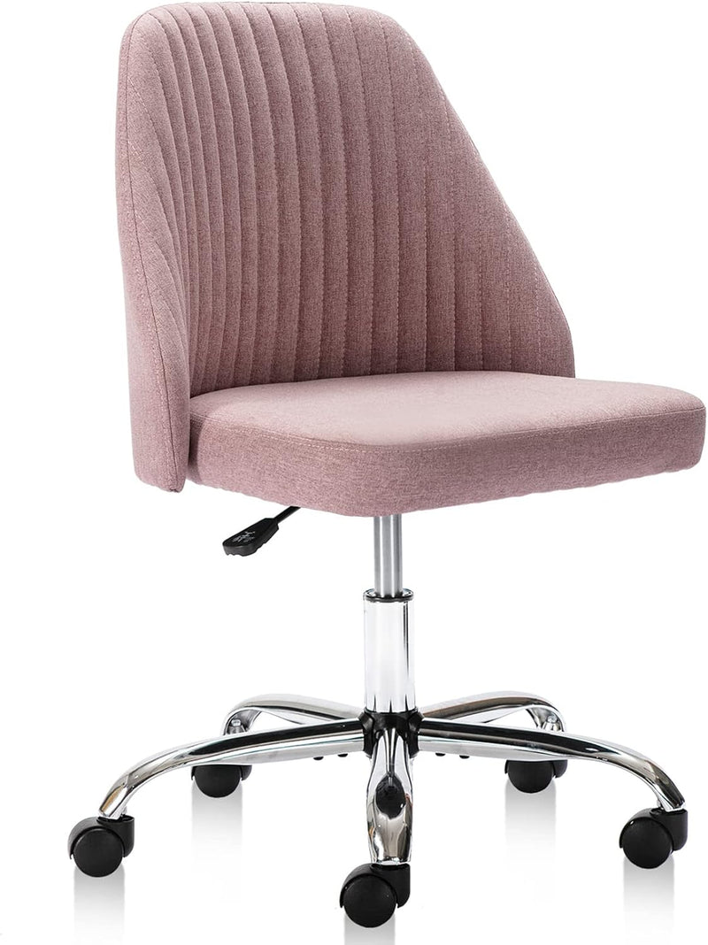 JONPONY Office Chair,Armless Swivel Desk Chair on Wheels Rolling Stool Salon Stool Computer Vanity Seat for Small Spaces,Make-up,Dressing Room
