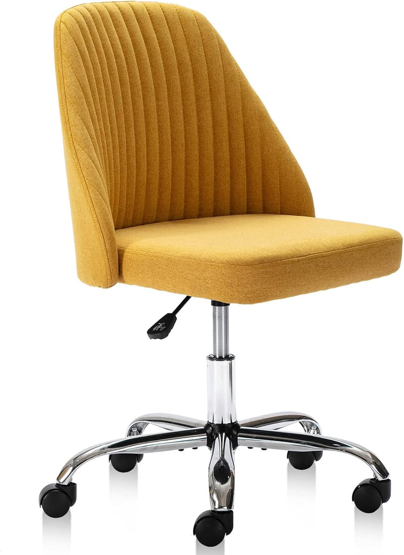 JONPONY Office Chair,Armless Swivel Desk Chair on Wheels Rolling Stool Salon Stool Computer Vanity Seat for Small Spaces,Make-up,Dressing Room