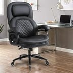 JONPONY Office Chair High Back Computer Chair Desk Chair, Diamond-Stitched PU Leather Adjustable Height Modern Executive Swivel Task Chair with Padded Armrests and Lumbar Support ,Black