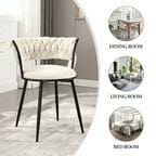 JONPONY Office Chair Modern Desk Chairs,Velvet Mid Back Wide Seat Computer Task Vanity Chair for Home Office,Beige