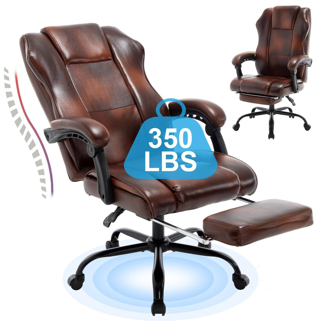 JONPONY Office Chair,Reclining Office Chairs with Footrest, PU Leather Computer Chairs,High Back Recliner Desk Chairs,Managerial Executive Chairs,Ergonomic Home Office Desk Chair