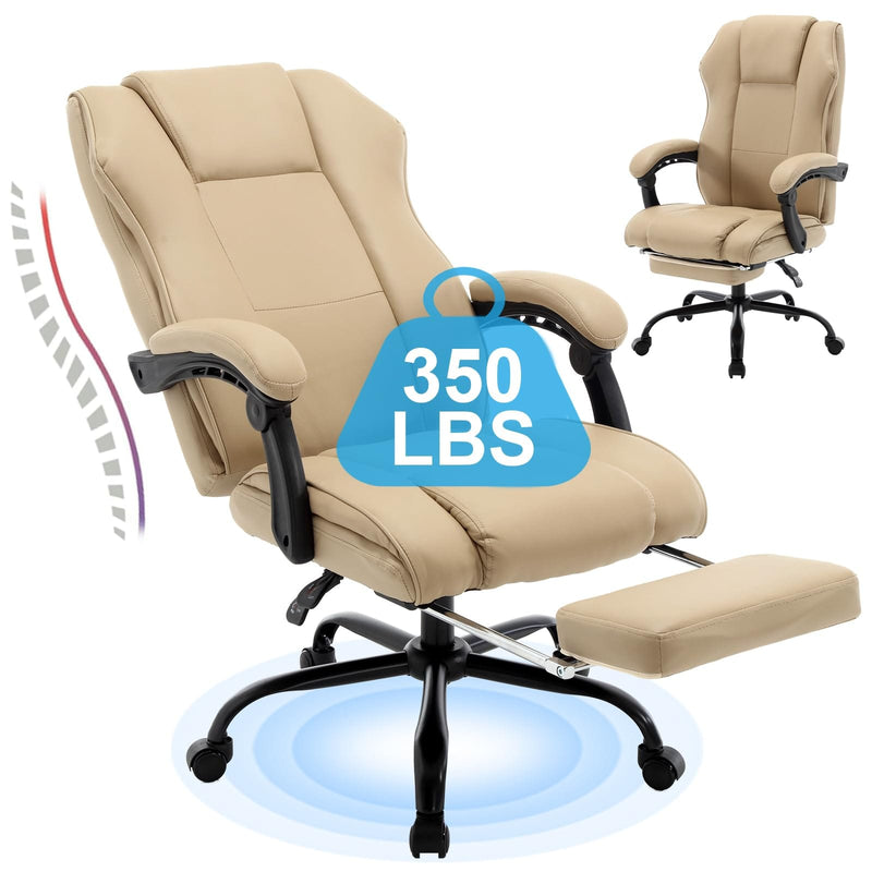 JONPONY Office Chair,Reclining Office Chairs with Footrest, PU Leather Computer Chairs,High Back Recliner Desk Chairs,Managerial Executive Chairs,Ergonomic Home Office Desk Chair