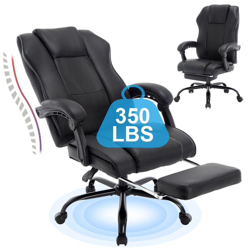 JONPONY Office Chair,Reclining Office Chairs with Footrest, PU Leather Computer Chairs,High Back Recliner Desk Chairs,Managerial Executive Chairs,Ergonomic Home Office Desk Chair