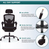 JONPONY Office Computer Desk Chair with Footrest, Ergonomic High-Back Mesh Rolling Work Swivel Reclining Chairs with Wheels, Comfortable Lumbar Support, Comfy Arms for Home, Bedroom, Gaming