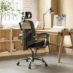 JONPONY Office Computer Desk Chair with Footrest, Ergonomic High-Back Mesh Rolling Work Swivel Reclining Chairs with Wheels, Comfortable Lumbar Support, Comfy Arms for Home, Bedroom, Gaming