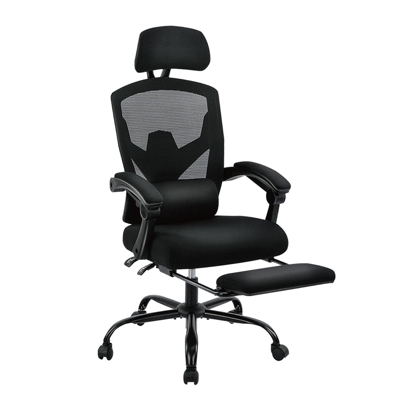 JONPONY Office Computer Desk Chair with Footrest, Ergonomic High-Back Mesh Rolling Work Swivel Reclining Chairs with Wheels, Comfortable Lumbar Support, Comfy Arms for Home, Bedroom, Gaming