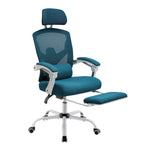 JONPONY Office Computer Desk Chair with Footrest, Ergonomic High-Back Mesh Rolling Work Swivel Reclining Chairs with Wheels, Comfortable Lumbar Support, Comfy Arms for Home, Bedroom, Gaming