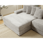JONPONY Oversized Two-Piece Couches, L Shaped Sofa, Corduroy, Left Chaise Daybed,with Armrests,Eight Throw Pillows,Corner Sofa,Easy To Assemble, Black