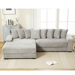 JONPONY Oversized Two-Piece Couches, L Shaped Sofa, Corduroy, Left Chaise Daybed,with Armrests,Eight Throw Pillows,Corner Sofa,Easy To Assemble, Black