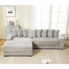 JONPONY Oversized Two-Piece Couches, L Shaped Sofa, Corduroy, Left Chaise Daybed,with Armrests,Eight Throw Pillows,Corner Sofa,Easy To Assemble, Black