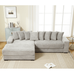 JONPONY Oversized Two-Piece Couches, L Shaped Sofa, Corduroy, Left Chaise Daybed,with Armrests,Eight Throw Pillows,Corner Sofa,Easy To Assemble, Black