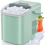 JONPONY Portable Countertop Ice Maker, Self-Cleaning, 9 Bullet Cubes in 6 Mins, 26.5Lbs in 24Hrs, with Handle, Basket and Scoop for Home, Kitchen, Party, RV, Camping
