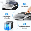 JONPONY Portable Countertop Ice Maker, Self-Cleaning, 9 Bullet Cubes in 6 Mins, 26.5Lbs in 24Hrs, with Handle, Basket and Scoop for Home, Kitchen, Party, RV, Camping