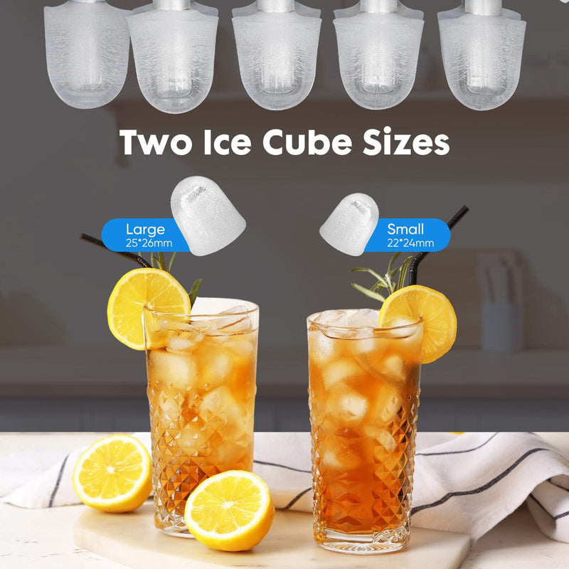 JONPONY Portable Countertop Ice Maker, Self-Cleaning, 9 Bullet Cubes in 6 Mins, 26.5Lbs in 24Hrs, with Handle, Basket and Scoop for Home, Kitchen, Party, RV, Camping