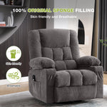 JONPONY Power Swivel Recliner Chair with Ergonomic for Adults, Oversized Recliner Single Sofa with Rocking Function, Side Pocket, Two Cup Holders and Remote Control for Living Room,Gray