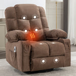 JONPONY Power Swivel Recliner Chair with Ergonomic for Adults, Oversized Recliner Single Sofa with Rocking Function, Side Pocket, Two Cup Holders and Remote Control for Living Room,Gray