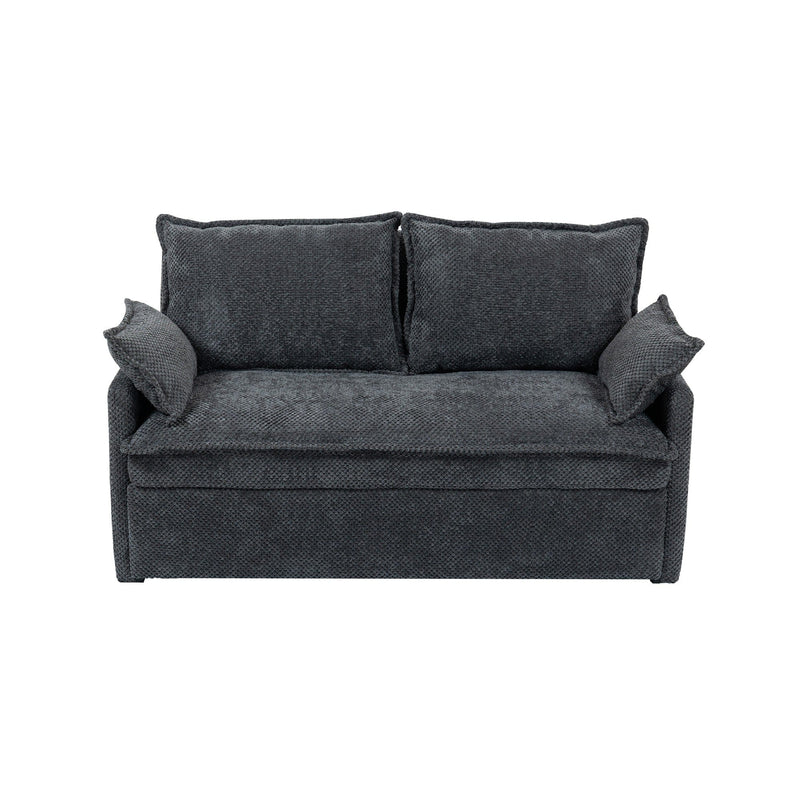 JONPONY Queen Size Pull Out Sleeper Sofa Couch Bed, Cloud Velvet Convertible Loveseat Futon Lounge Recliner Sofabed with Thicked Cushions and Side Storage for Living Room,Bedroom
