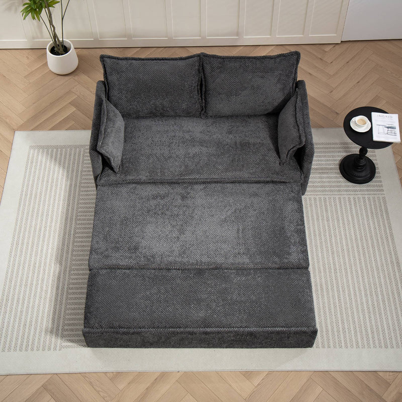 JONPONY Queen Size Pull Out Sleeper Sofa Couch Bed, Cloud Velvet Convertible Loveseat Futon Lounge Recliner Sofabed with Thicked Cushions and Side Storage for Living Room,Bedroom