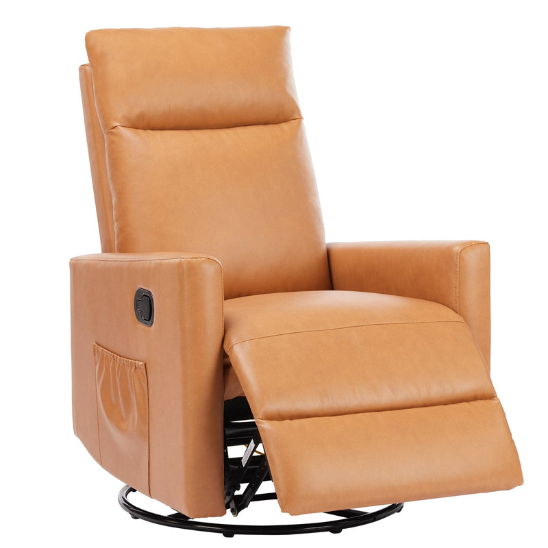 JONPONY Recliner Chair Swivel Glider Rocker Recliner,Faux Leather Living Room Nursery Reclining Sofa Chair with Lumbar Support,High Back,Upholstered Deep Seat