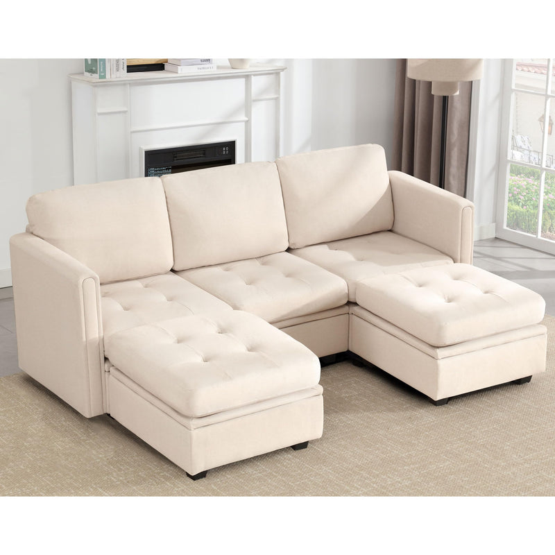 JONPONY Sectional Couch, Modular Sectional Sofa Pet-Friendly Couch with Storage, Sleeper Sectional Sofa, Comfortable Convertible Sectional Couches for Living Room
